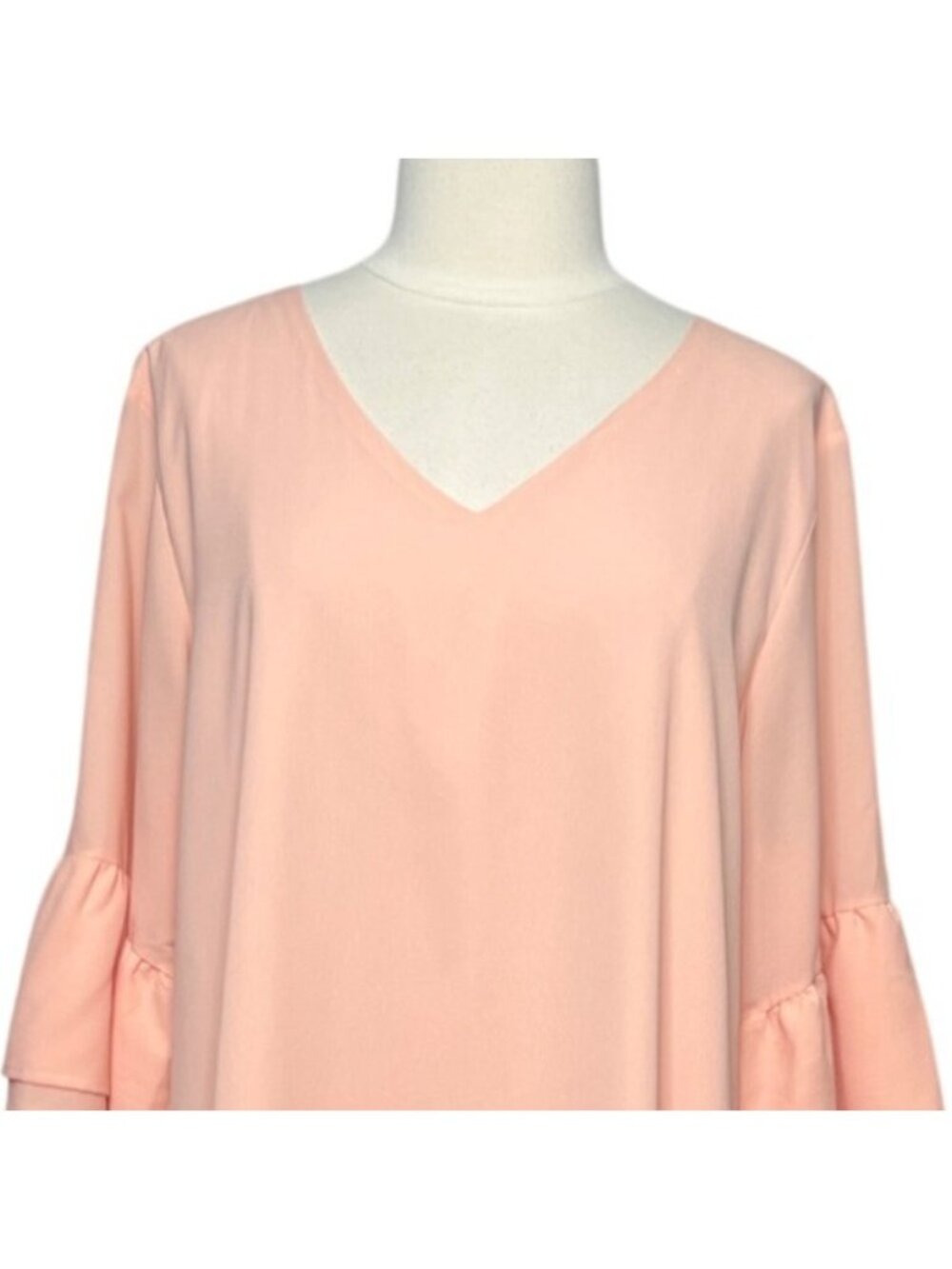 Belongsci Ruffle Sleeve Vneck Dress Womens XXL Peach Mini Summer - Picture 4 of 10